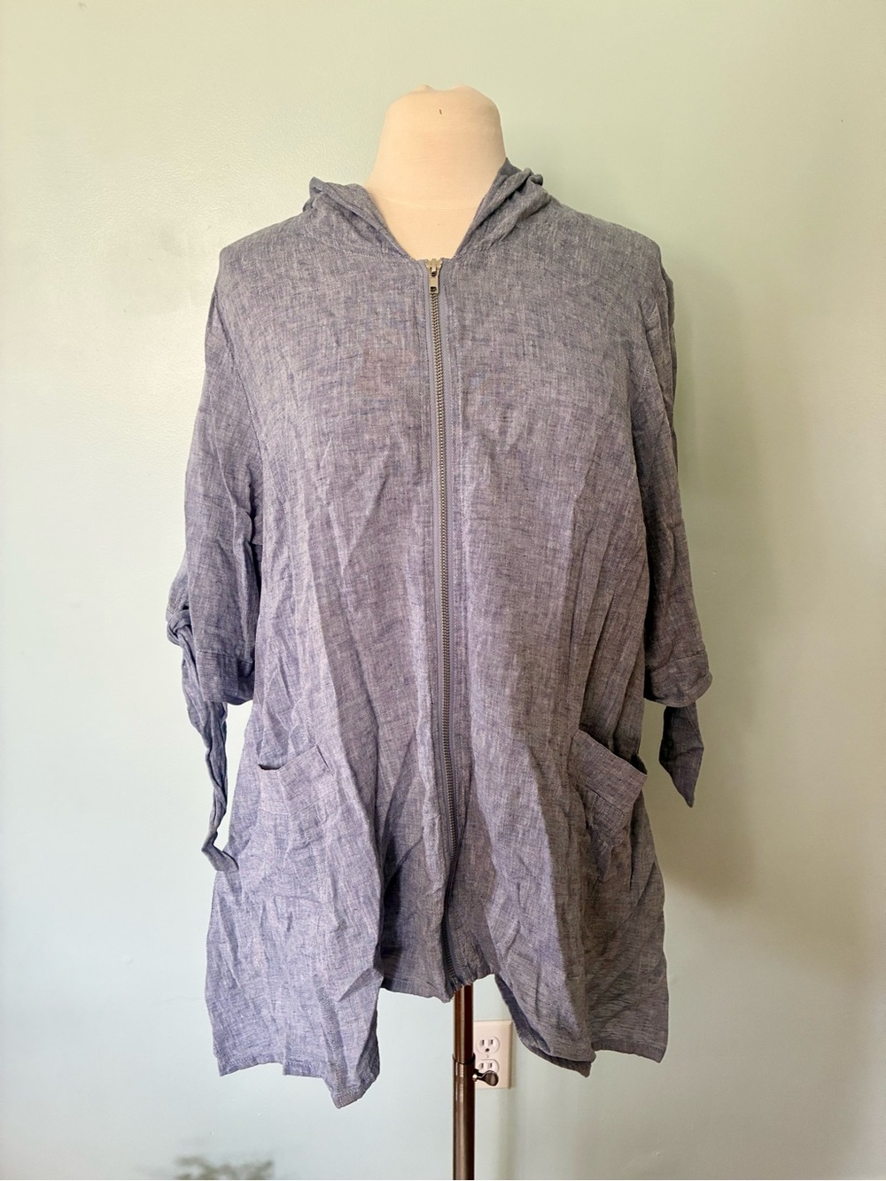 For Cynthia Linen Tunic Zip Jacket
